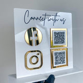 Quadruple Social Media QR Code | Sign & Stand | Acrylic Business Sign