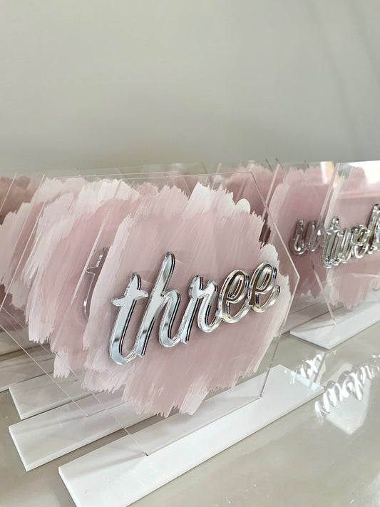 Wedding Table Acrylic Hexagon Sign